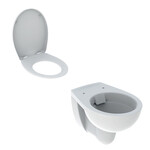 Miska WC wisząca Rekord - lejowa, Rimfree, T=52 cm, biały Deska sedesowa WC wolnoopadająca Rekord mocowanie od góry, zawiasy wypinane biała